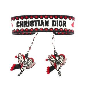 Christian Dior Woven Bracelet NEW Red, White & Black